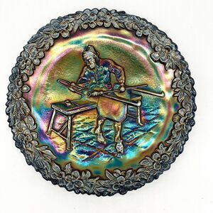 Fenton 1970‎ Collector's Plate Jamestown Craftsman Iridescent Carnival Glass